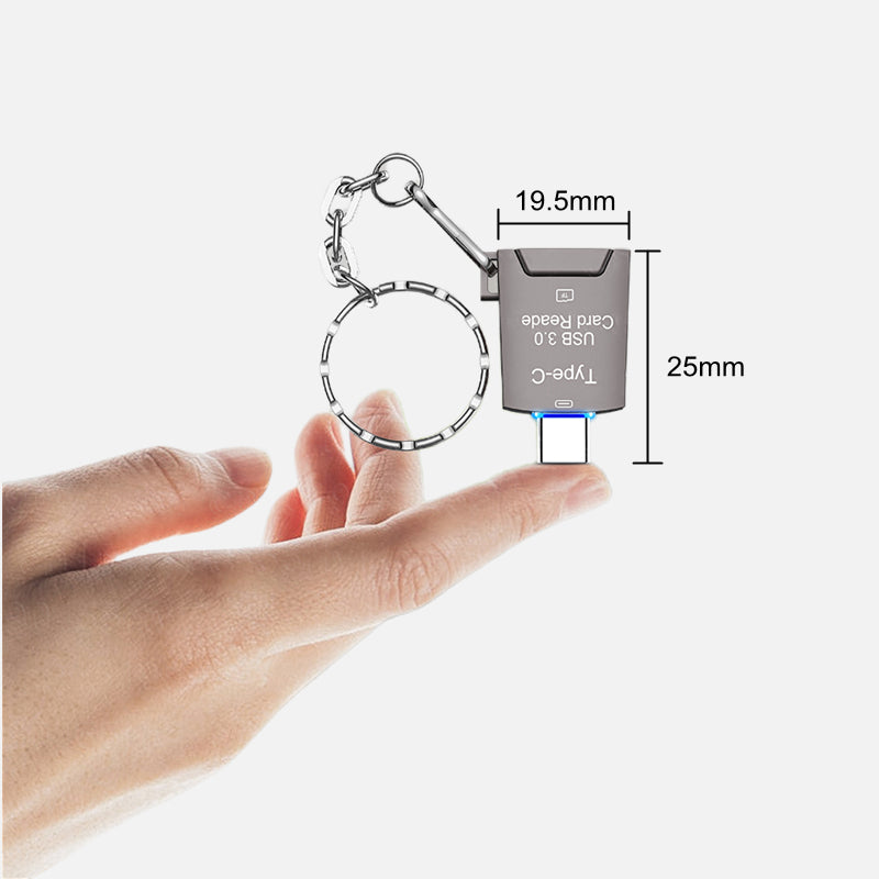 NÖRDIC CRD-044 USB-C 3.0 Kaartlezer - MicroSD - MicroSDHC MicroSDXC - 2TB - 5Gbps - UHS-I