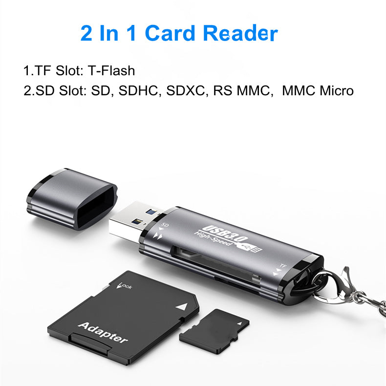 NÖRDIC CRD-045 USB 3.0 Kaartlezer - 2 in 1 TF/SD - SD en MicroSD - UHS-I - 2TB