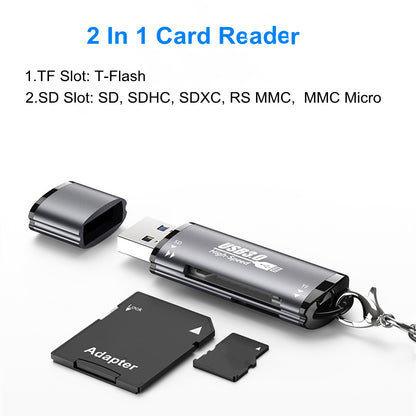 NÖRDIC CRD-045 USB 3.0 Kaartlezer - 2 in 1 TF/SD - SD en MicroSD - UHS-I - 2TB