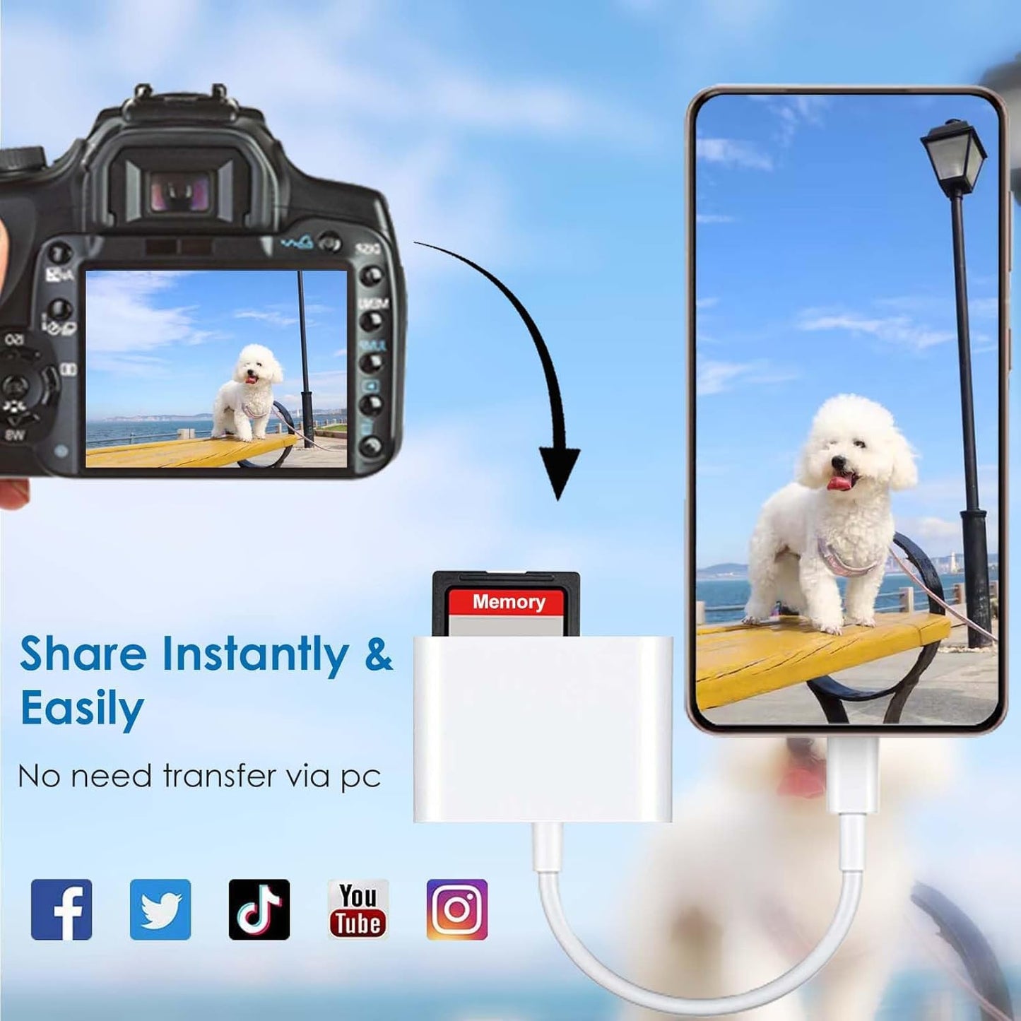 NÖRDIC Lightning Card Reader - CF, SD, MicroSD - Suitable for Smartphone &amp; Tablet