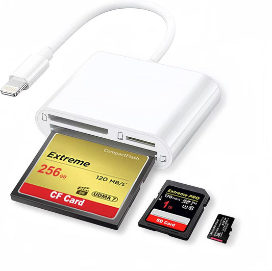 NÖRDIC Lightning Kaartlezer  - CF, SD, MicroSD - Geschikt voor Smarthone & Tablet