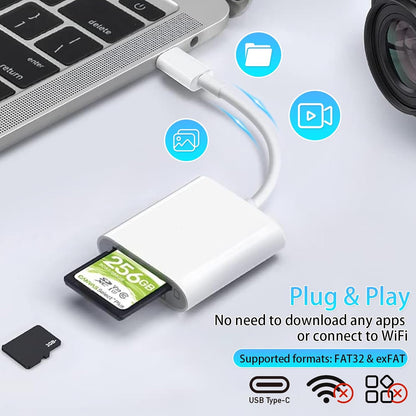 NÖRDIC USB C Card Reader - SD, MicroSD - Suitable for Laptop, Chromebooks, Tablet &amp; Smartphone