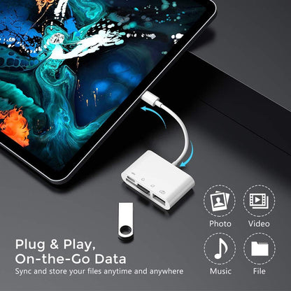 NÖRDIC USB C naar USB A Kaartlezer - SD, MicroSD - Geschikt Laptop, Tablet, Smartphone & PC