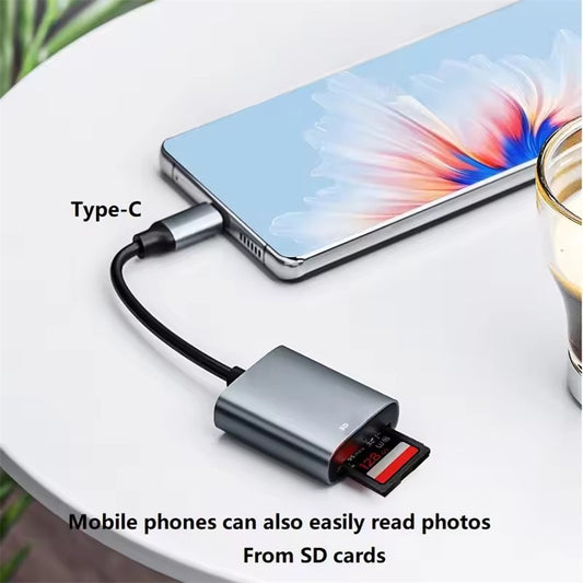 NÖRDIC USB-C SD Kaartlezer - SD Kaart - Geschikt voor Smartphone, Tablet , PC & Laptop - Grijs