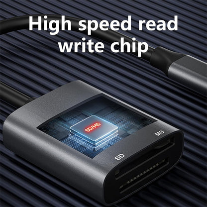 NÖRDIC Lightning Kaartlezer - SD Kaart lezer - MS Kaart lezer - Geschikt voor Smartphone & Tablet - Grijs