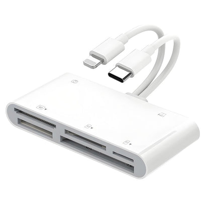 NÖRDIC Lightning Kaartlezer - CF, SD, MicroSD, MS, XD Kaartlezer - USB-C, USB -A - Geschikt voor Smarpthone, Tablet & PC