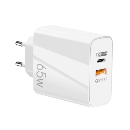 Delmark 65W USB Oplader - USB-C PD 33W - USB-A 3.0 32W QC