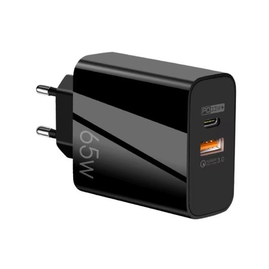 Delmark 65W USB Oplader - USB-C PD 33W - USB-A 3.0 32W QC