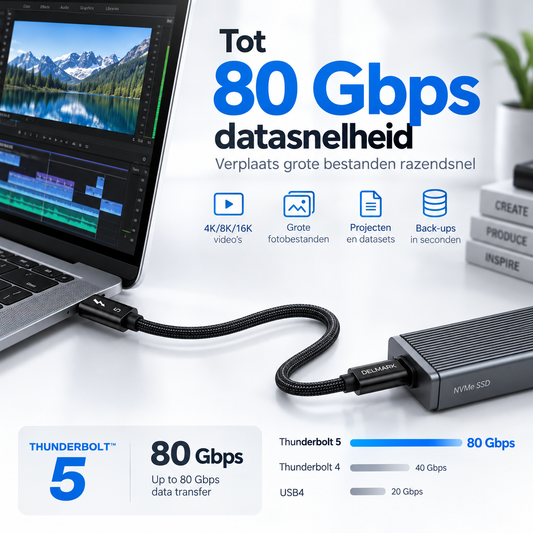 Delmark Thunderbolt 5 Kabel - 16K@60Hz - 80Gbps - 240W