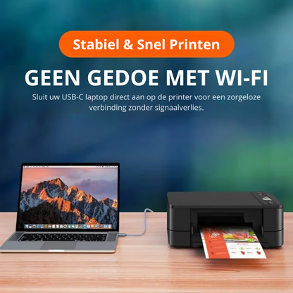 Delmark USB-C naar USB-B Printerkabel - 1 meter - Nylon Braided - Vergulde Connectoren - Grijs