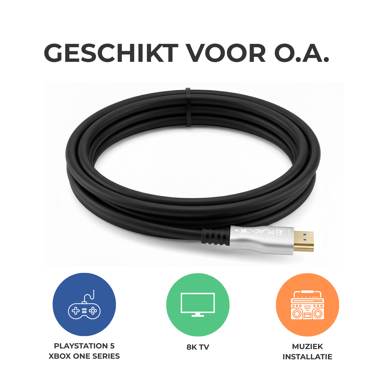 Delmark HDMI 2.1 Kabel - Glasvezel AOC Optical Fiber - 8K@60Hz / 4K@120Hz - 48Gbps - eARC & Dolby Atmos