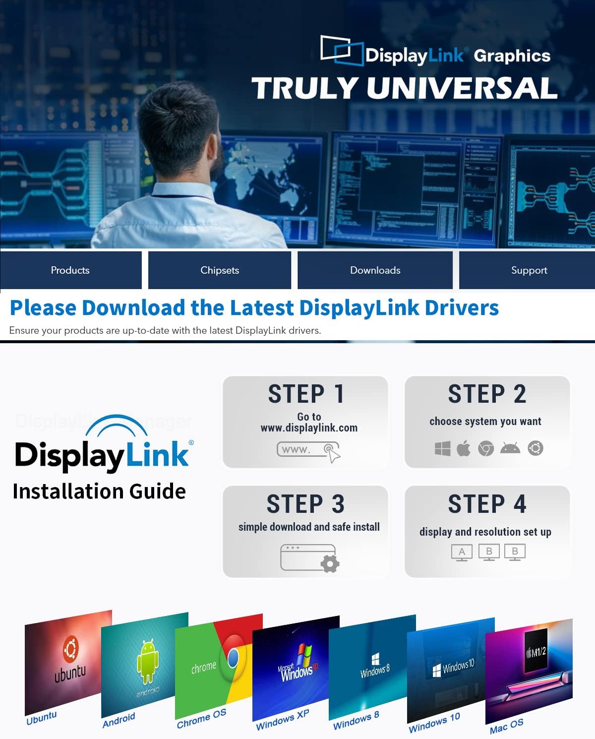 NÖRDIC Docking Station - USB-C, DisplayLink, HDMI, VGA, USB3.0, RJ45, SD/TF, 3,5mm AUX - Docking Station Laptop