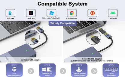 NÖRDIC Docking Station - USB-C, DisplayLink, HDMI, VGA, USB3.0, RJ45, SD/TF, 3,5mm AUX - Docking Station Laptop