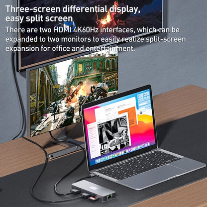 NÖRDIC Docking Station - USB C, 2xHDMI - 4K60Hz, 3xUSB3.0, 1xRJ45 - PD100W - SD, MicroSD - Suitable for Laptop, PC &amp; Chromebooks