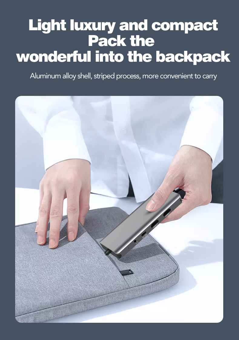 NÖRDIC 1 naar 10 USB-C Dockingstation - 8K/30Hz & 4K/60Hz - Dual HDMI - Gigabit LAN - USB-A & USB-C 3.1 - SD/MicroSD - 87W Power Delivery - Voor Windows & macOS