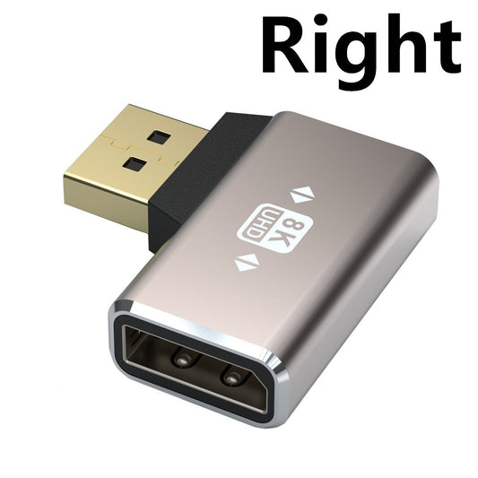 NÖRDIC Displayport Haakse Adapter - Male naar Female - 8K60Hz -Geschikt voor PC, Laptop & Dockingstation