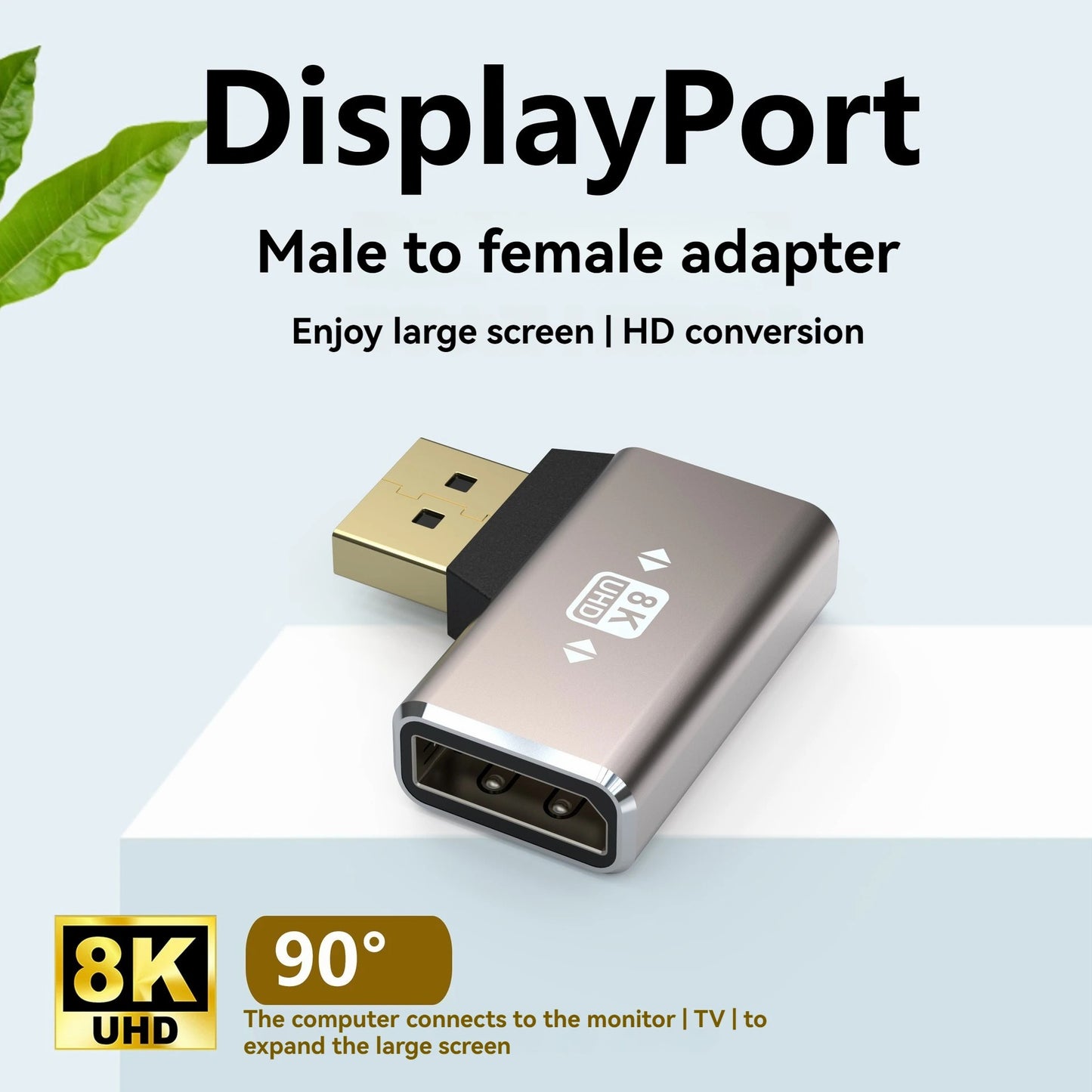 NÖRDIC Displayport Haakse Adapter - Male naar Female - 8K60Hz -Geschikt voor PC, Laptop & Dockingstation