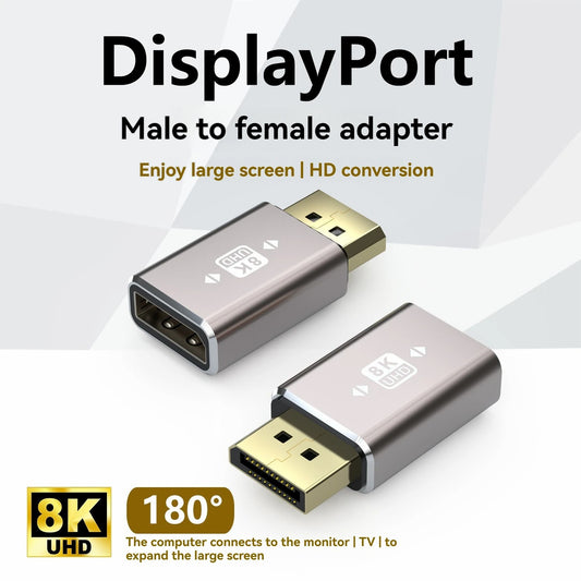 NÖRDIC Displayport Adapter - Male naar Female - 8K60Hz -Geschikt voor PC, Laptop & Dockingstation