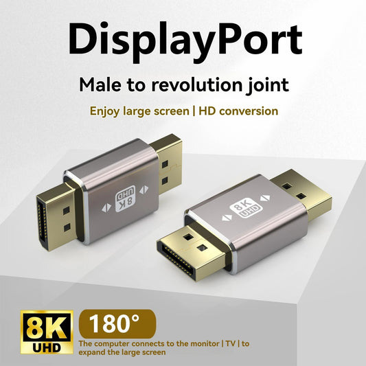 NÖRDIC Displayport Adapter - Male naar Male - 8K60Hz -Geschikt voor PC, Laptop & Dockingstation