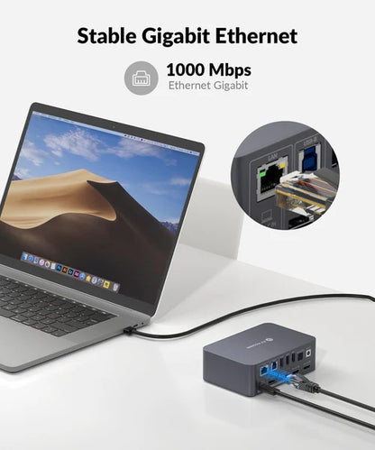 NÖRDIC KVM switch 2 naar 2 - USB-C, DP, HDMI - 4K60Hz - USB-A - Laptop via USB-C + PC via HDMI/DisplayPort - Windows 11/10/9/8 & Linux