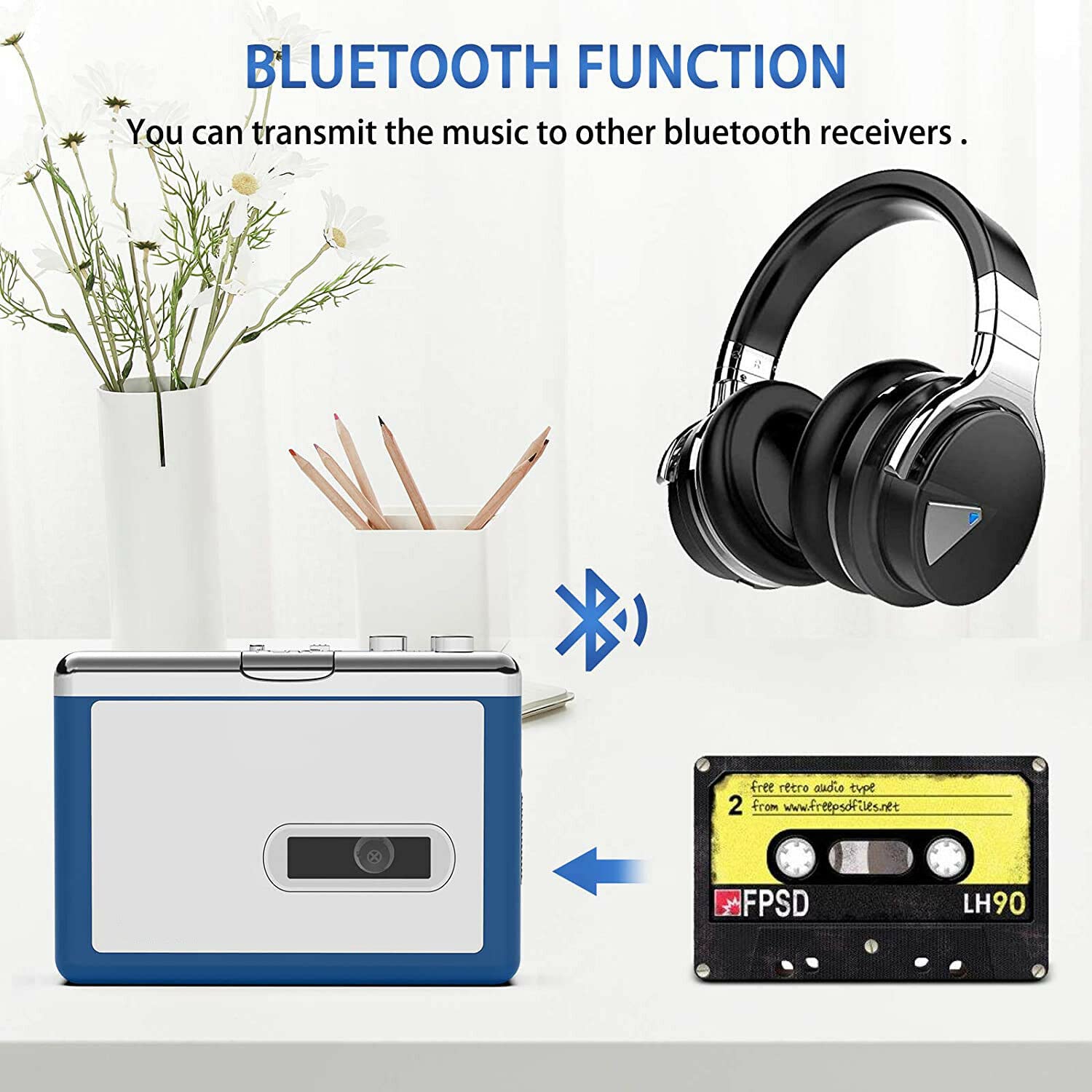 EZCAP Bluetooth Cassette Player - Walkman Bandrecorder met 3,5 mm Uitgang en Bluetooth