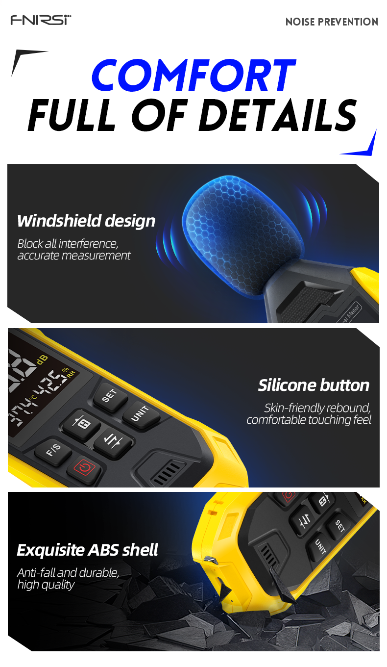 FNIRSI Digitale Decibel meter - Geluidsmeter & Ruistester - DB Meter - 30-130 dB