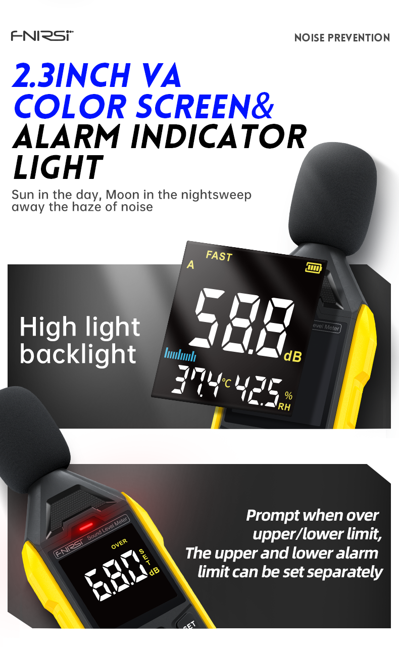 FNIRSI Digitale Decibel meter - Geluidsmeter & Ruistester - DB Meter - 30-130 dB