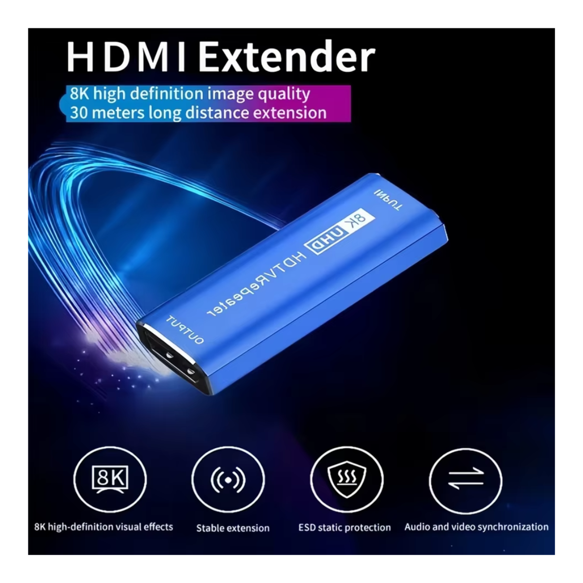 Delmark 8K HDMI Extender Repeater – HDMI 2.1 Signaalversterker tot 30 Meter – Vrouwelijk naar Vrouwelijk Adapter – 8K6@0Hz, 4K@144Hz, 2K@240Hz – Aluminium Behuizing