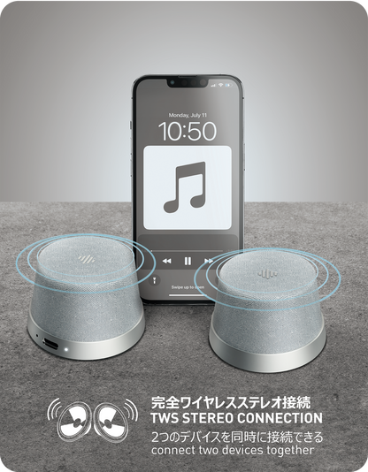 NÖRDIC Magnetische Luidspreker - Bluetooth 5.3 - 3W - TWS Stereo - Geschikt voor Tablet & Smartphone - Zilver