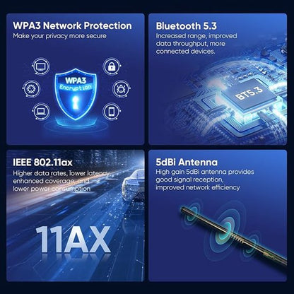 NÖRDIC WiFi 6 & Bluetooth 5.3 USB Adapter – Dual-Band 2.4/5GHz – 900 Mbps – Externe Antenne – Plug & Play voor Windows 10/11