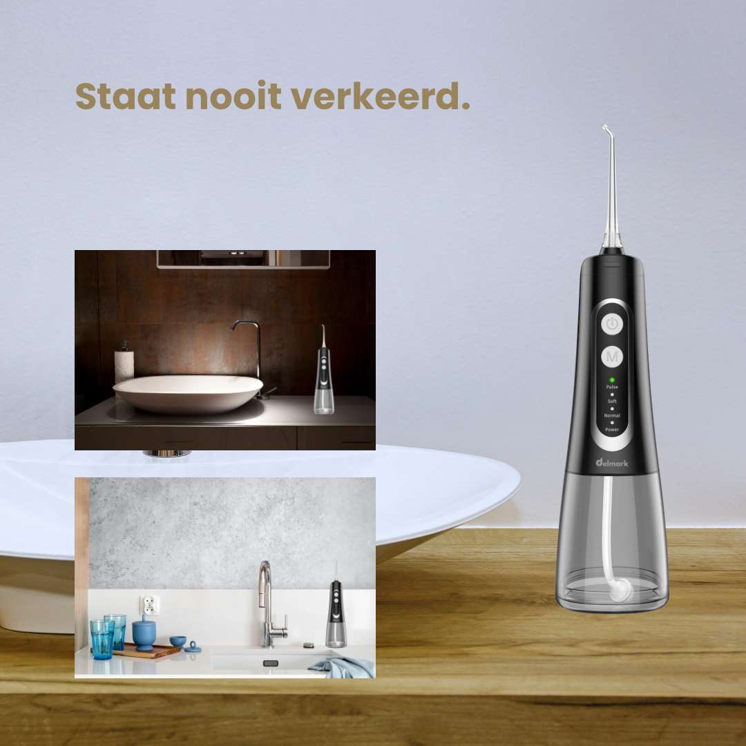 Delmark Elektrische Waterflosser - Tandenflosser - Monddouche - Tongreiniger - Flosapparaat - 4 standen