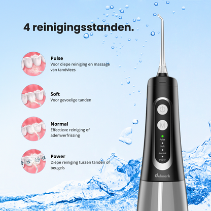 Delmark Elektrische Waterflosser - Tandenflosser - Monddouche - Tongreiniger - Flosapparaat - 4 standen
