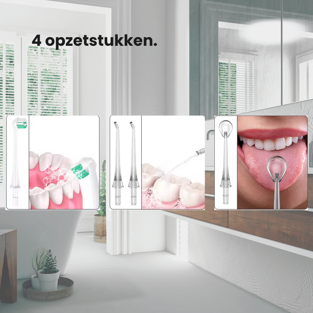 Delmark Elektrische Waterflosser - Tandenflosser - Monddouche - Tongreiniger - Flosapparaat - 4 standen