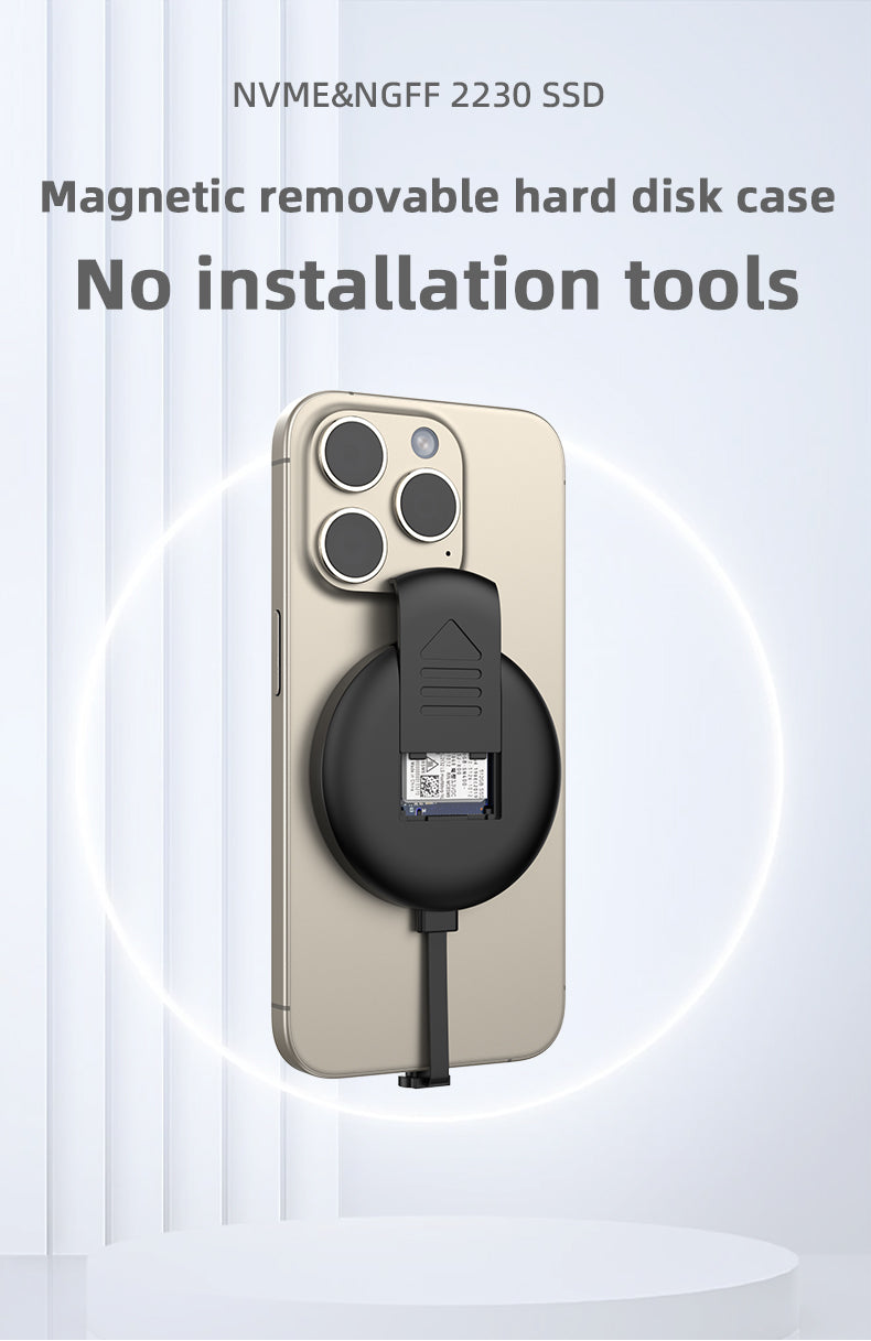 NÖRDIC SSD Enclosure - USB-C 10Gbps - NVMe/SATA 2230 - Suitable for Windows, Mac, Linux, iOS, Android