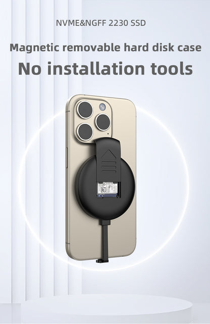 NÖRDIC SSD Enclosure - USB-C 10Gbps - NVMe/SATA 2230 - Suitable for Windows, Mac, Linux, iOS, Android