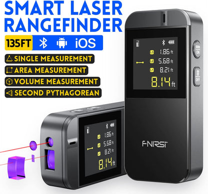 FNIRSI Smart Laser Distance Meter - 40m Range - Bluetooth - Suitable for Smartphone - USB-C Charging