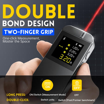FNIRSI Smart Laser Distance Meter - 40m Range - Bluetooth - Suitable for Smartphone - USB-C Charging