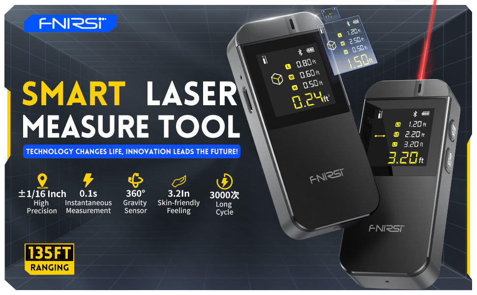 FNIRSI Slimme Laser afstandsmeter - 40m Bereik - Bluetooth - Geschikt voor Smartphone - USB-C Opladen