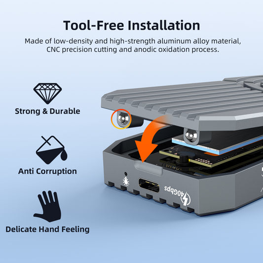MAIWO Externe Behuizing - USB C 4.0 - M.2 NVMe SSD 2280 - 40Gbps - Geschikt voor Laptop, PC, Tablet & Chromebook - Linux en Windows