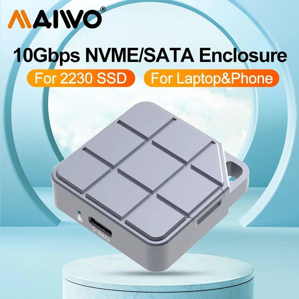 MAIWO M.2 SSD Mini Enclosure - NVMe &amp; SATA SSD 2230 - Suitable for PC &amp; Laptop - USB C