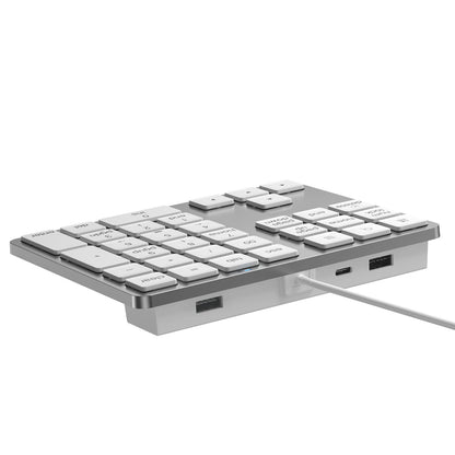 NÖRDIC Numeriek Toetsenbord USB-C – 34 Toetsen Numpad met 2x USB-A Hub & USB-C Poort