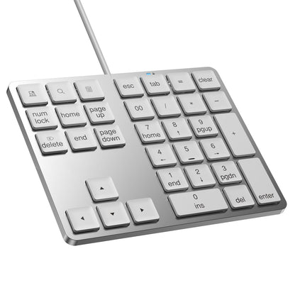 NÖRDIC Numeriek Toetsenbord USB-C – 34 Toetsen Numpad met 2x USB-A Hub & USB-C Poort