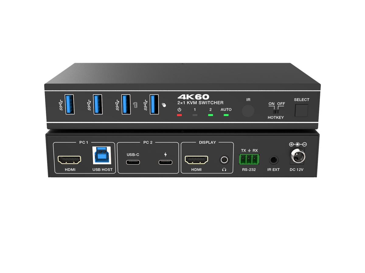 Nördic 2 naar 1 KVM Switch - USB-C en HDMI - Geschikt voor laptop en PC combinatie - 4K60Hz
