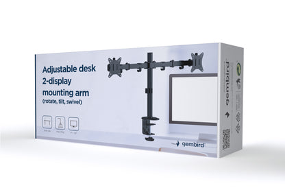 Gembird Dual Monitor Arm - For screens from 17" to 32" - Ergonomic and Flexible
