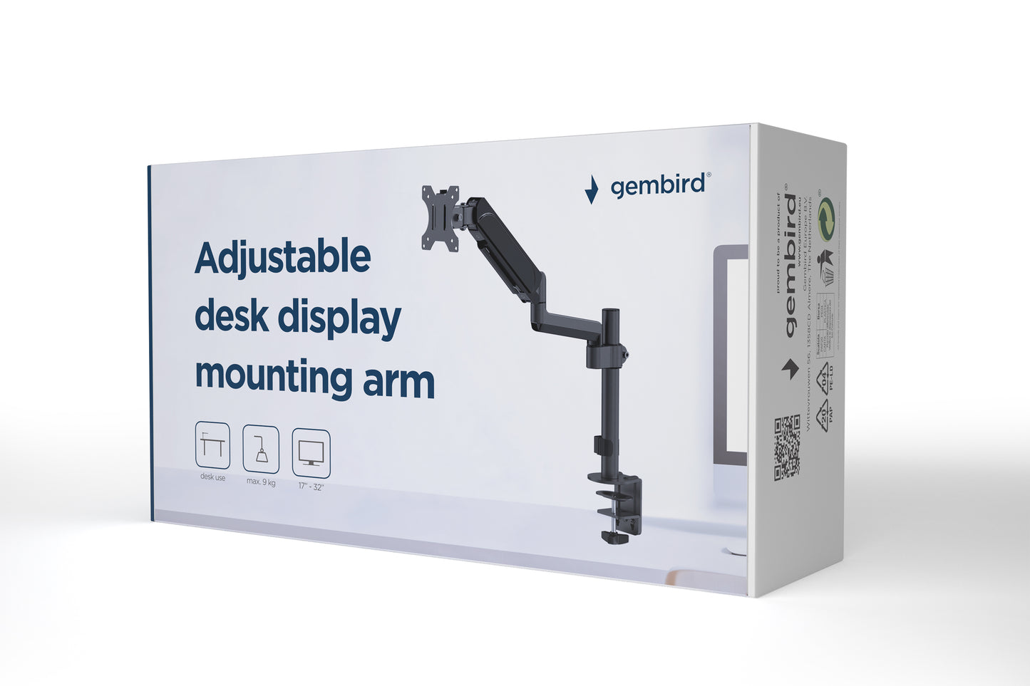 Gembird Monitor Mount - Swivel and Tilt - 1 Screen - 17 - 32 Inch - Ergonomic
