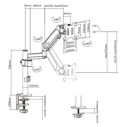 Gembird Monitor Mount - Swivel and Tilt - 1 Screen - 17 - 32 Inch - Ergonomic