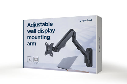 Gembird Verstelbare Muurbeugel - Draai- en Kantelbaar - 1 Scherm - 17 - 27 Inch - Tot 7 kg