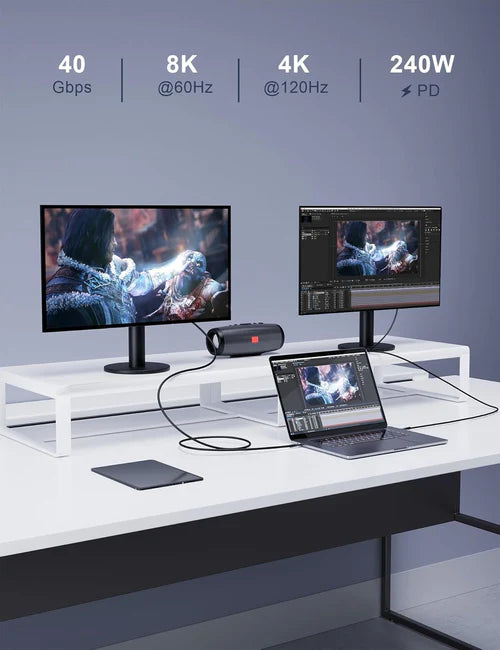 NÖRDIC Thunderbolt 4 Verlengkabel 2m - USB-C male naar female - 100W snelladen - 40Gbps - 8K 60Hz - Voor MacBook, SSD en Dockingstations