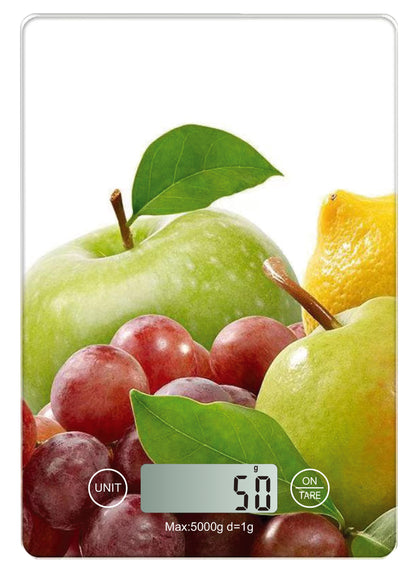 Omega Kitchen Scale - fruit -, 2x AAA (not included), max 5kg, accuracy: 1g, auto on/off