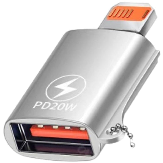 NÖRDIC OTG-LGNG1 USB-A Vrouwelijk naar Lightning Mannelijk Adapter - USB 3.1 OTG - Zilver